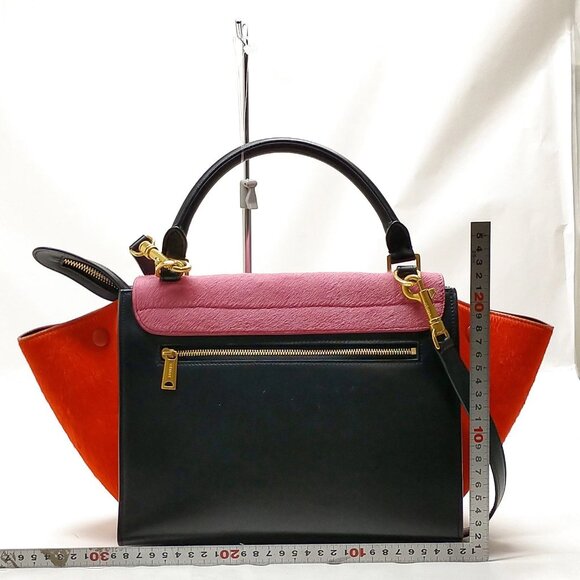 Authentic CELINE Trapeze pony hair Pink Calf Leather Hand Bag mn715-112525 - Picture 2 of 16